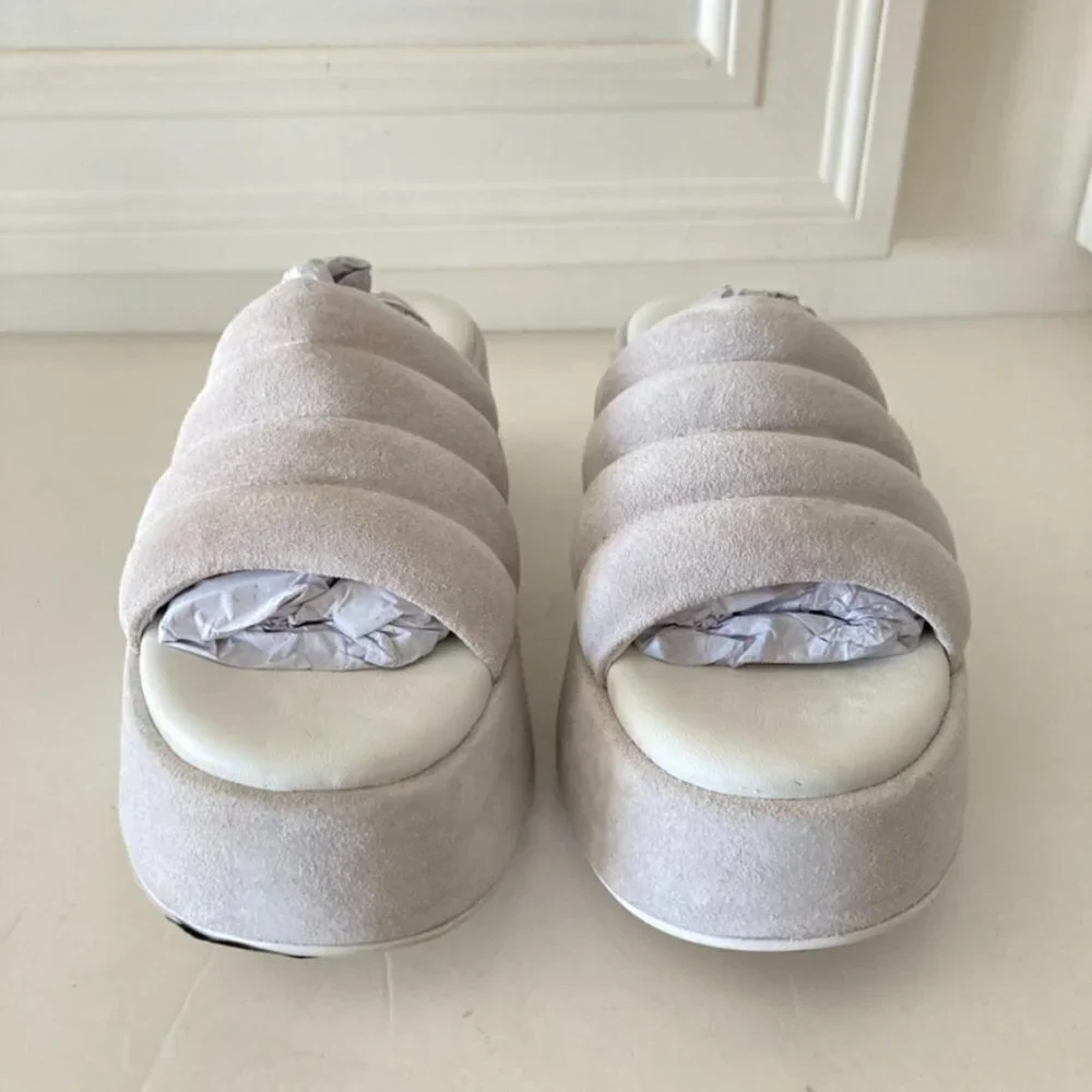 NWOT Free People Almost Paradise White Suede Platforms Sz 38.5